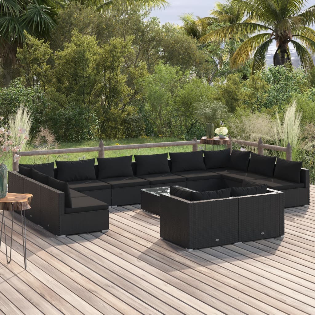 10-Tlg. Garten-Lounge-Set Mit Kissen Braun Poly Rattan