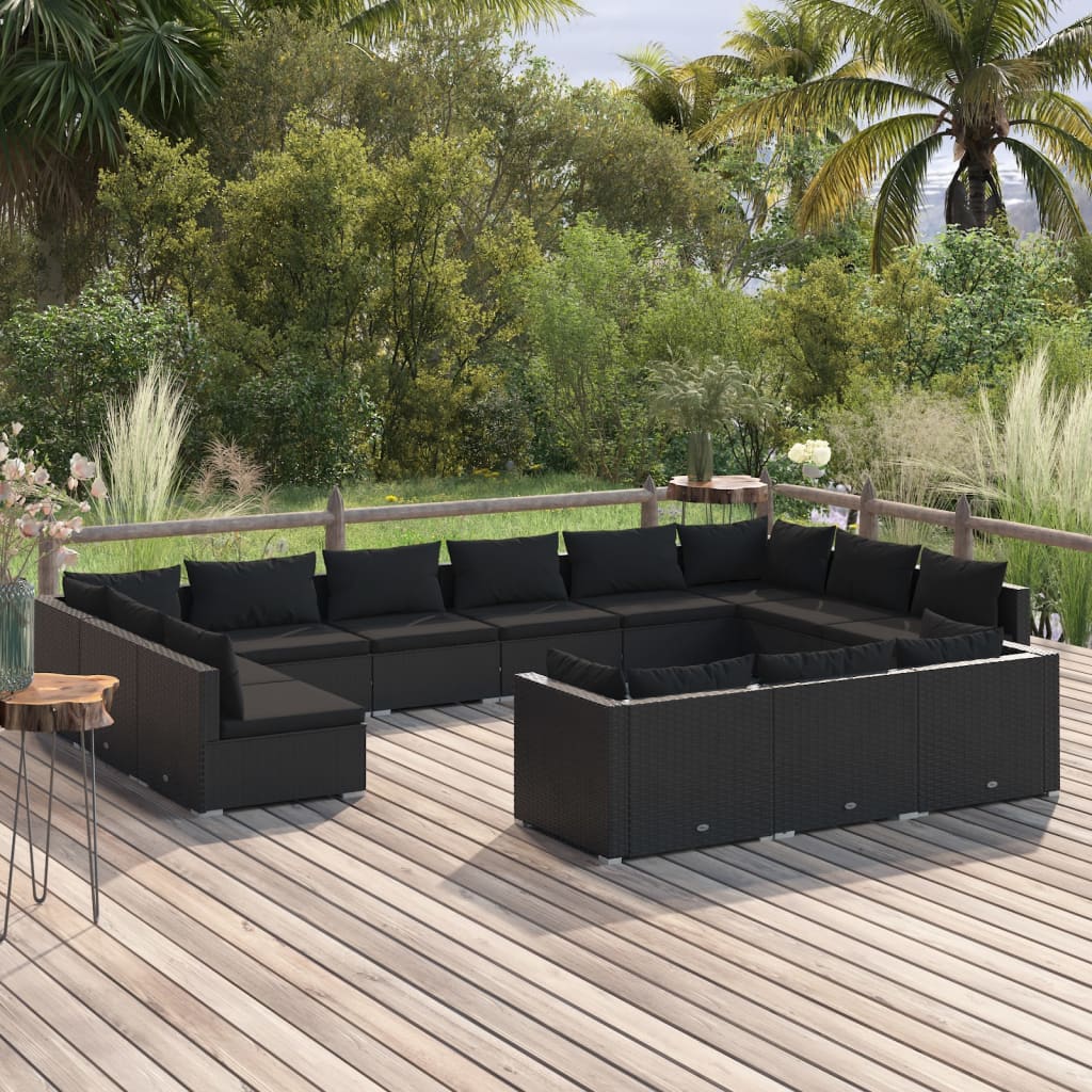 10-Tlg. Garten-Lounge-Set Mit Kissen Braun Poly Rattan