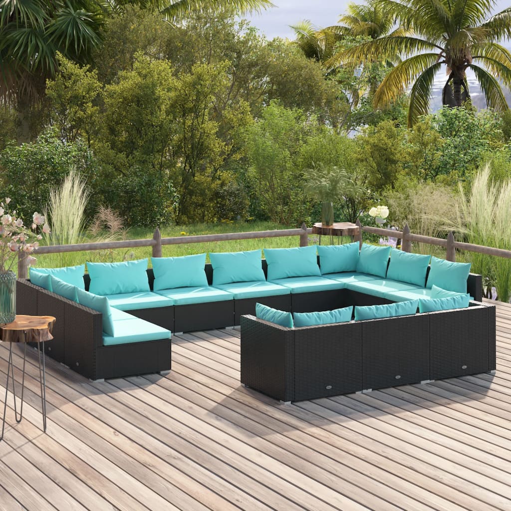 10-Tlg. Garten-Lounge-Set Mit Kissen Braun Poly Rattan