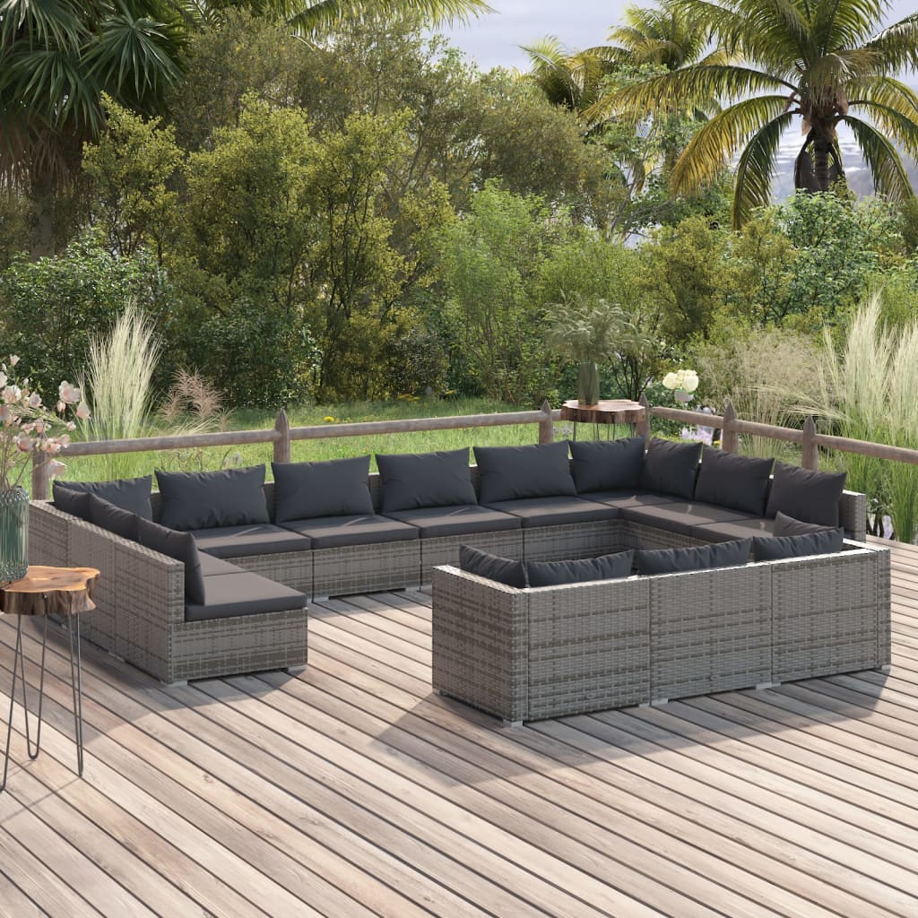 10-Tlg. Garten-Lounge-Set Mit Kissen Braun Poly Rattan