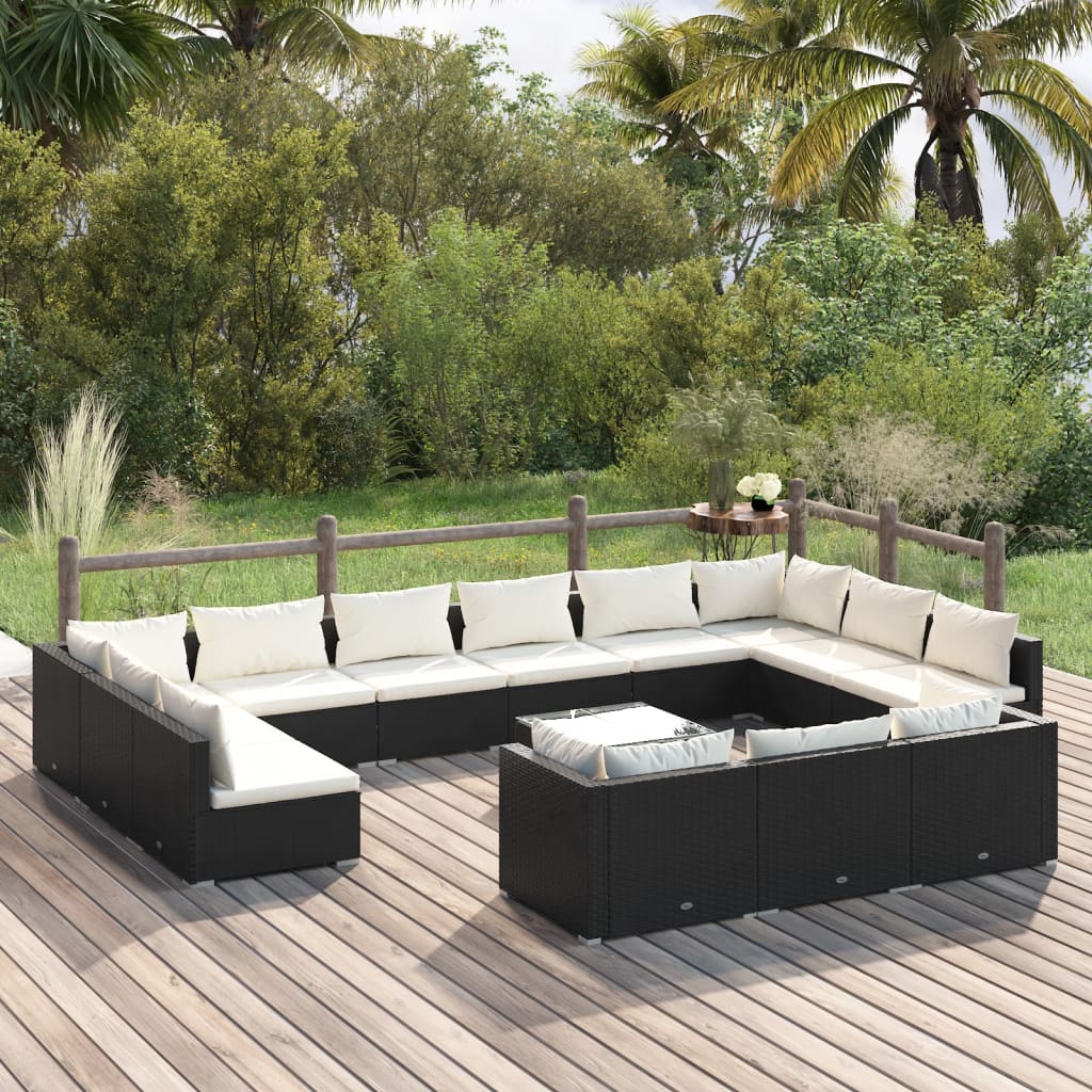 10-Tlg. Garten-Lounge-Set Mit Kissen Braun Poly Rattan
