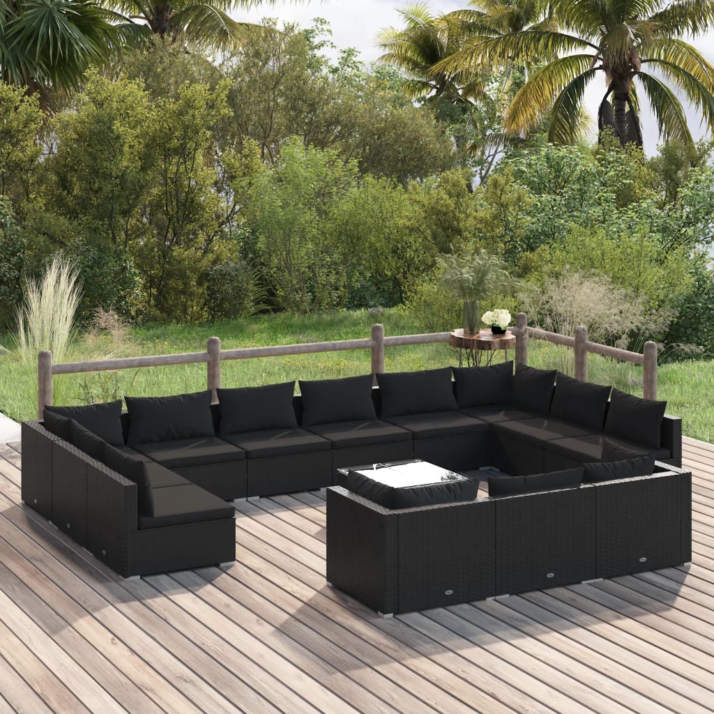 10-Tlg. Garten-Lounge-Set Mit Kissen Braun Poly Rattan