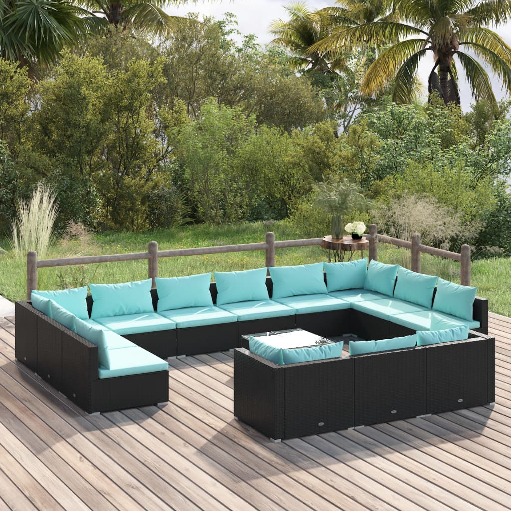10-Tlg. Garten-Lounge-Set Mit Kissen Braun Poly Rattan