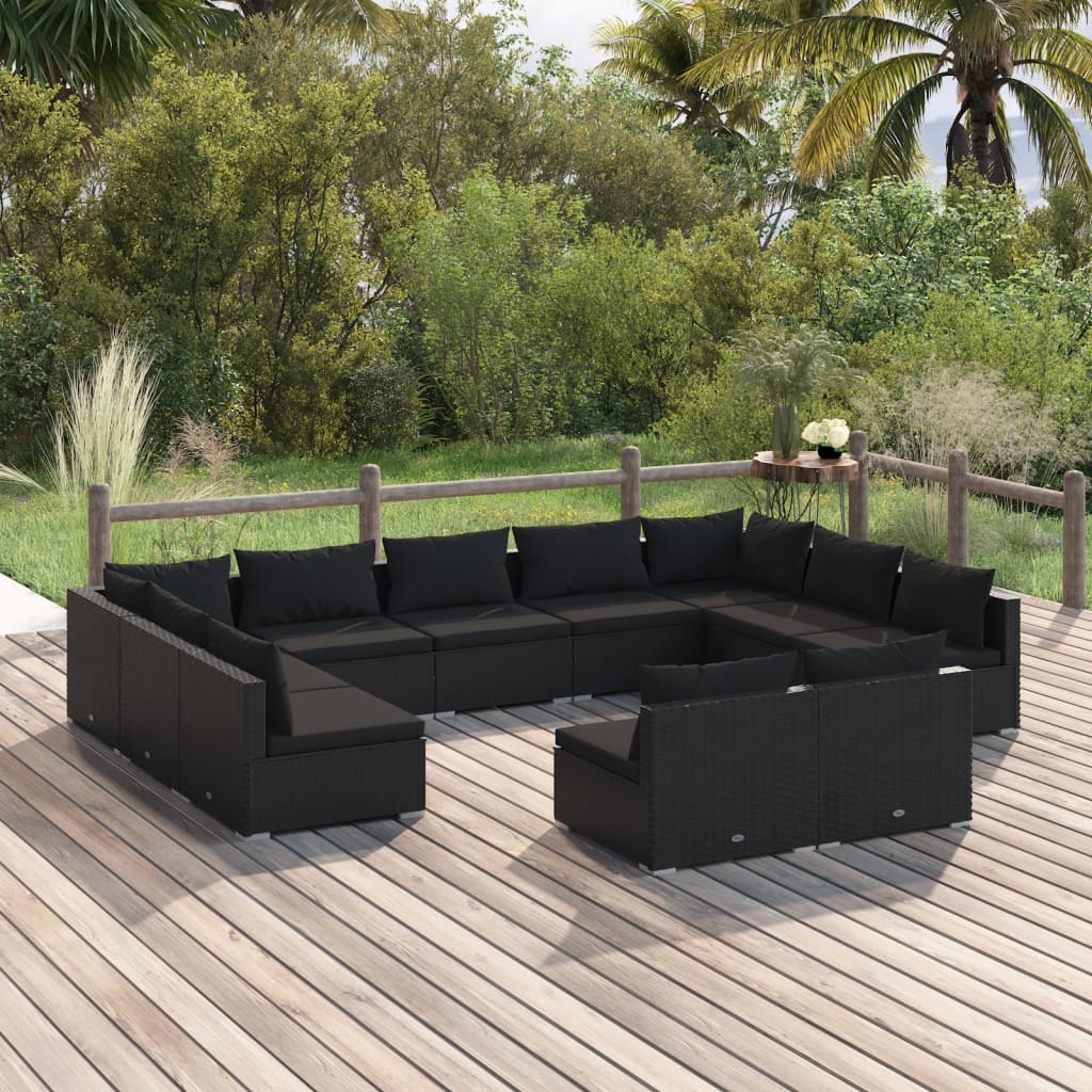 10-Tlg. Garten-Lounge-Set Mit Kissen Braun Poly Rattan