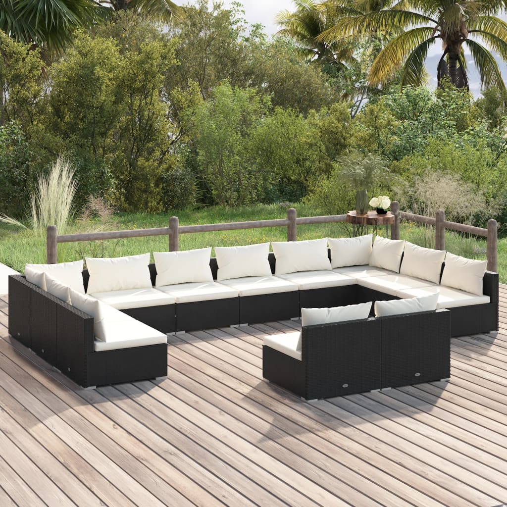 10-Tlg. Garten-Lounge-Set Mit Kissen Braun Poly Rattan