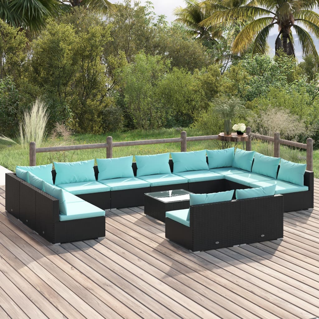 10-Tlg. Garten-Lounge-Set Mit Kissen Braun Poly Rattan