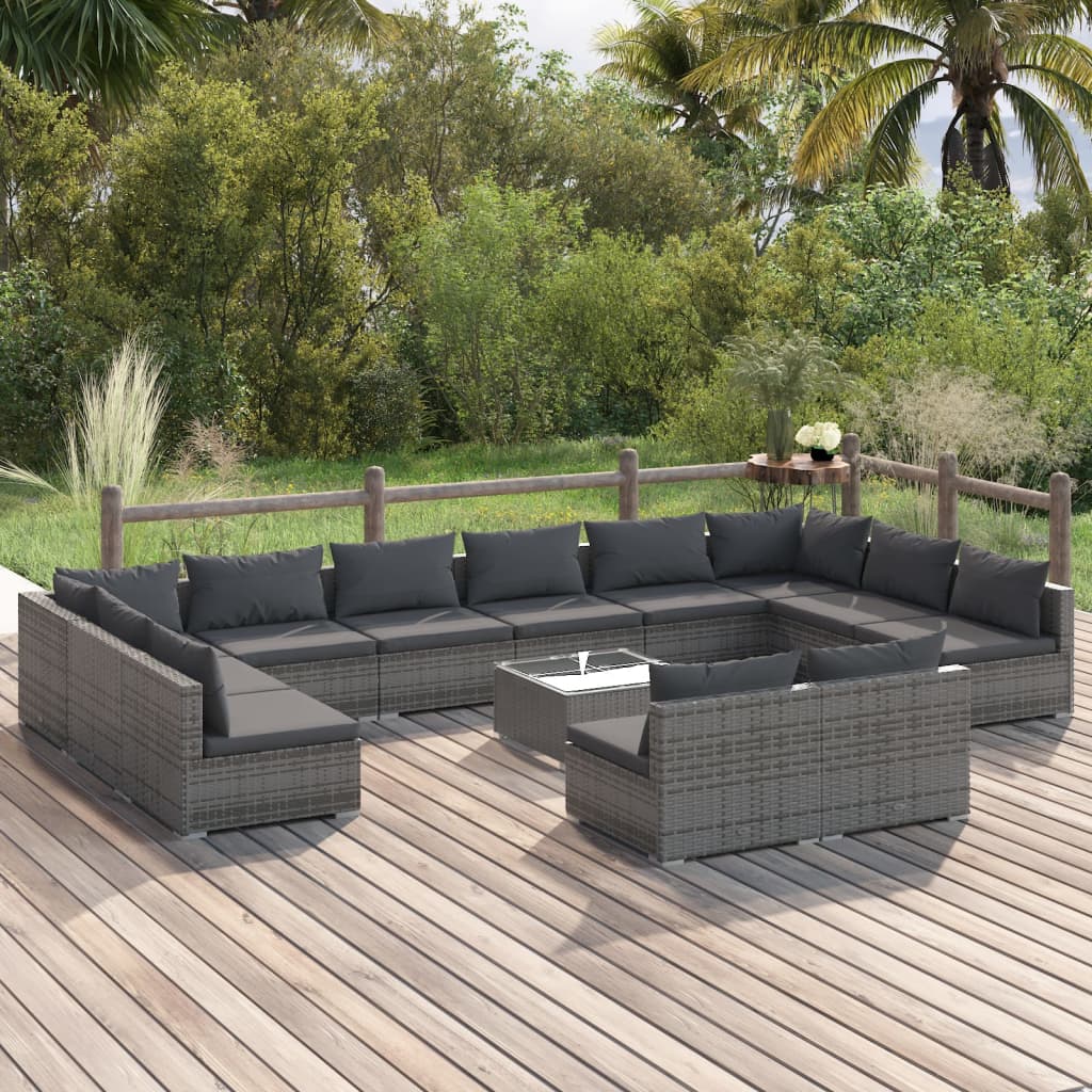 10-Tlg. Garten-Lounge-Set Mit Kissen Braun Poly Rattan