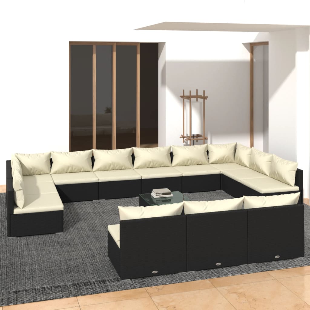 10-Tlg. Garten-Lounge-Set Mit Kissen Braun Poly Rattan
