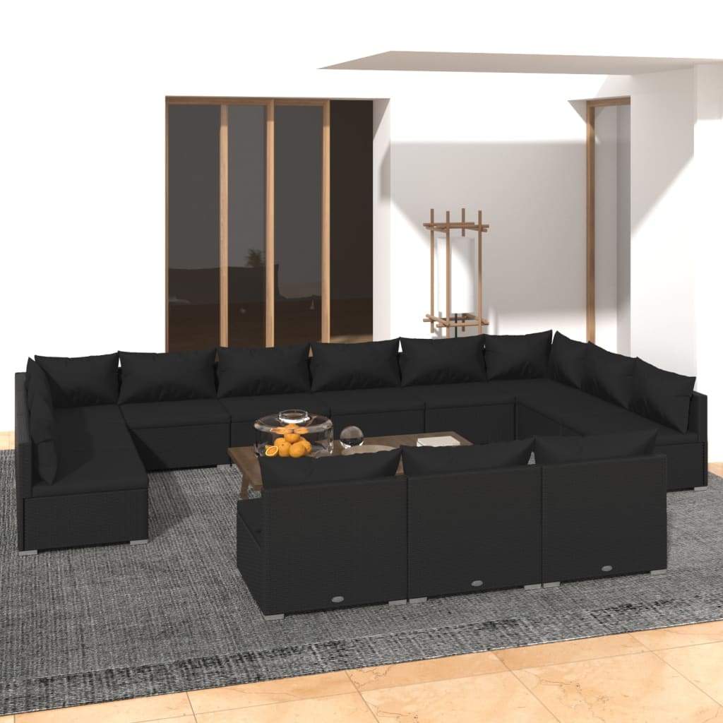 10-Tlg. Garten-Lounge-Set Mit Kissen Braun Poly Rattan