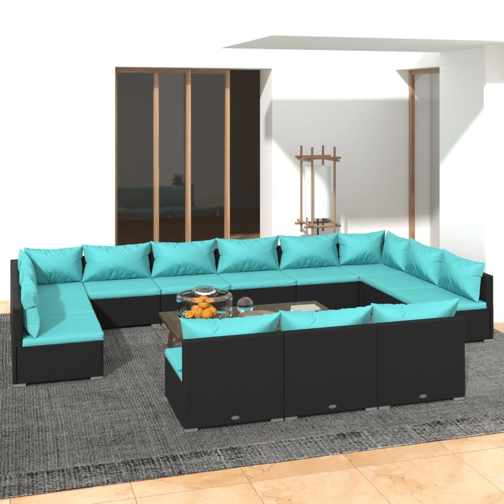 10-Tlg. Garten-Lounge-Set Mit Kissen Braun Poly Rattan