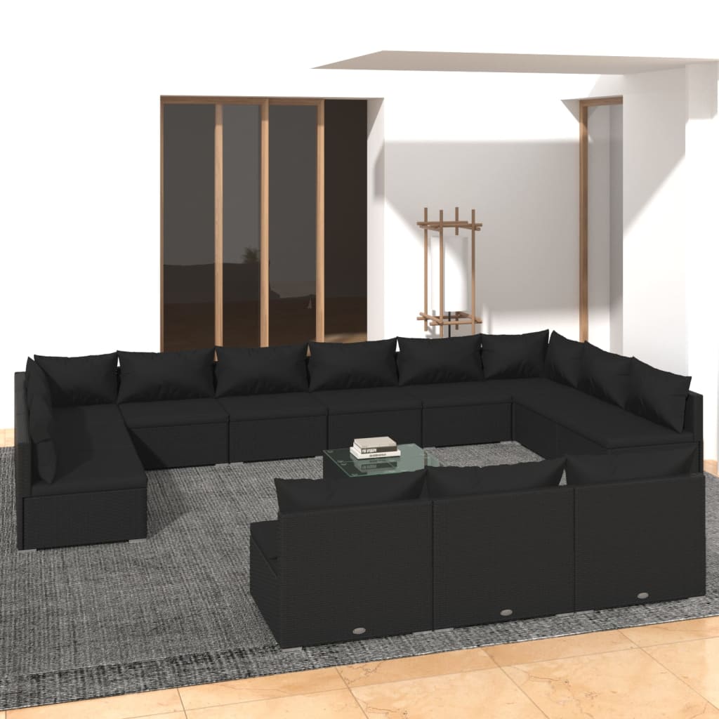 10-Tlg. Garten-Lounge-Set Mit Kissen Braun Poly Rattan