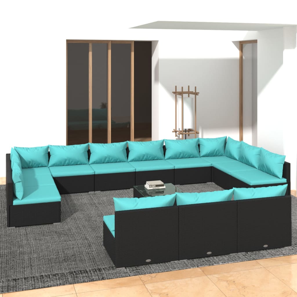10-Tlg. Garten-Lounge-Set Mit Kissen Braun Poly Rattan