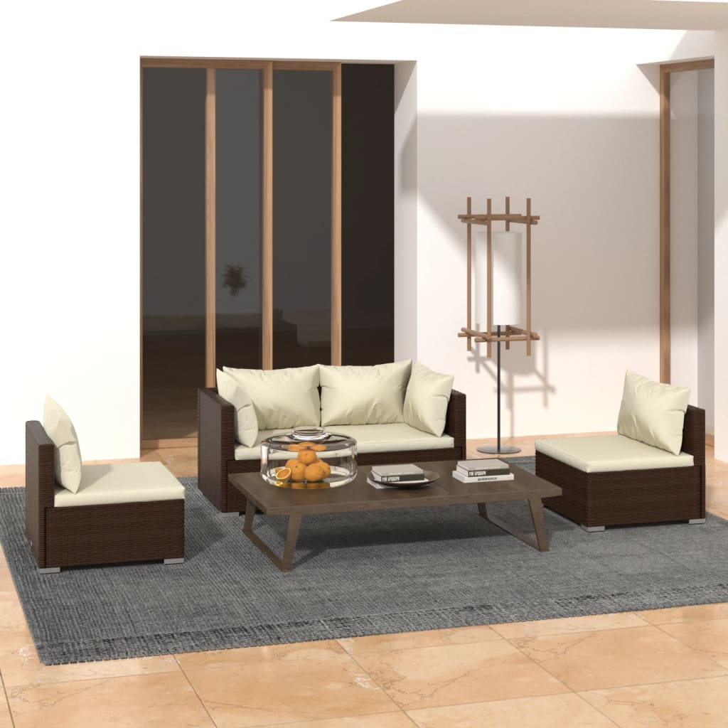 9-Tlg. Garten-Lounge-Set Mit Kissen Poly Rattan Schwarz