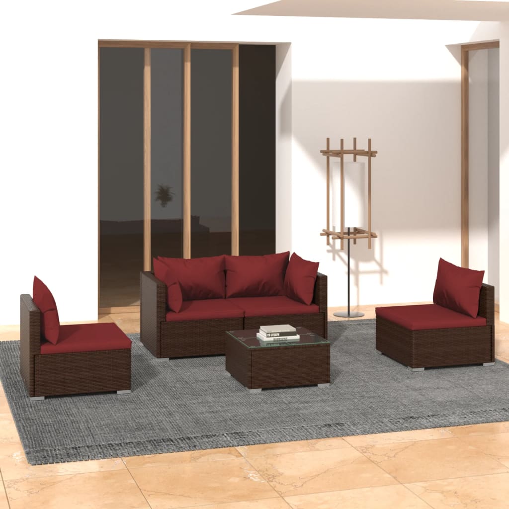 9-Tlg. Garten-Lounge-Set Mit Kissen Poly Rattan Schwarz