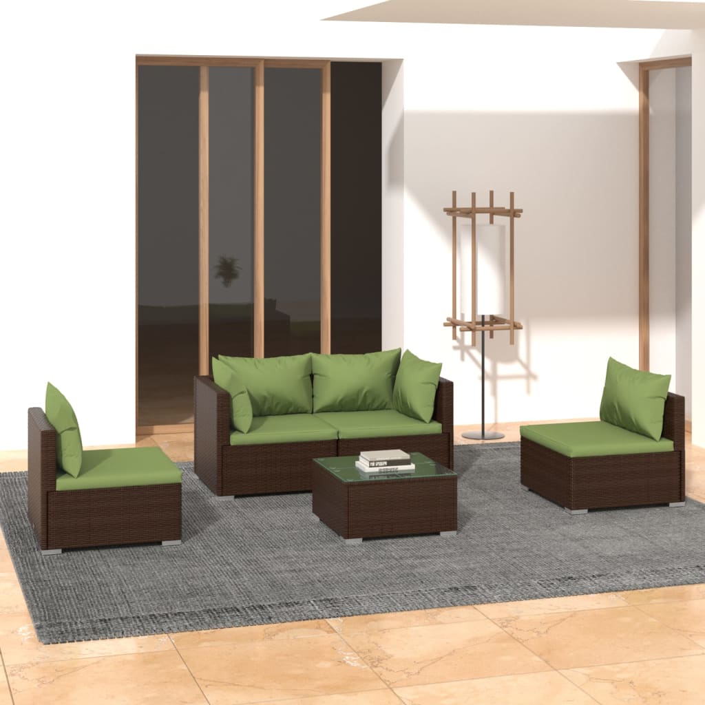 9-Tlg. Garten-Lounge-Set Mit Kissen Poly Rattan Schwarz