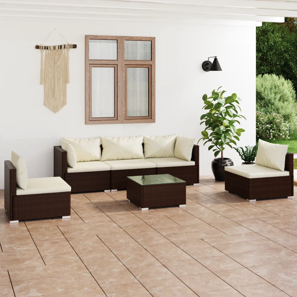 9-Tlg. Garten-Lounge-Set Mit Kissen Poly Rattan Schwarz