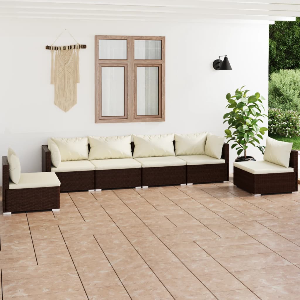 9-Tlg. Garten-Lounge-Set Mit Kissen Poly Rattan Schwarz