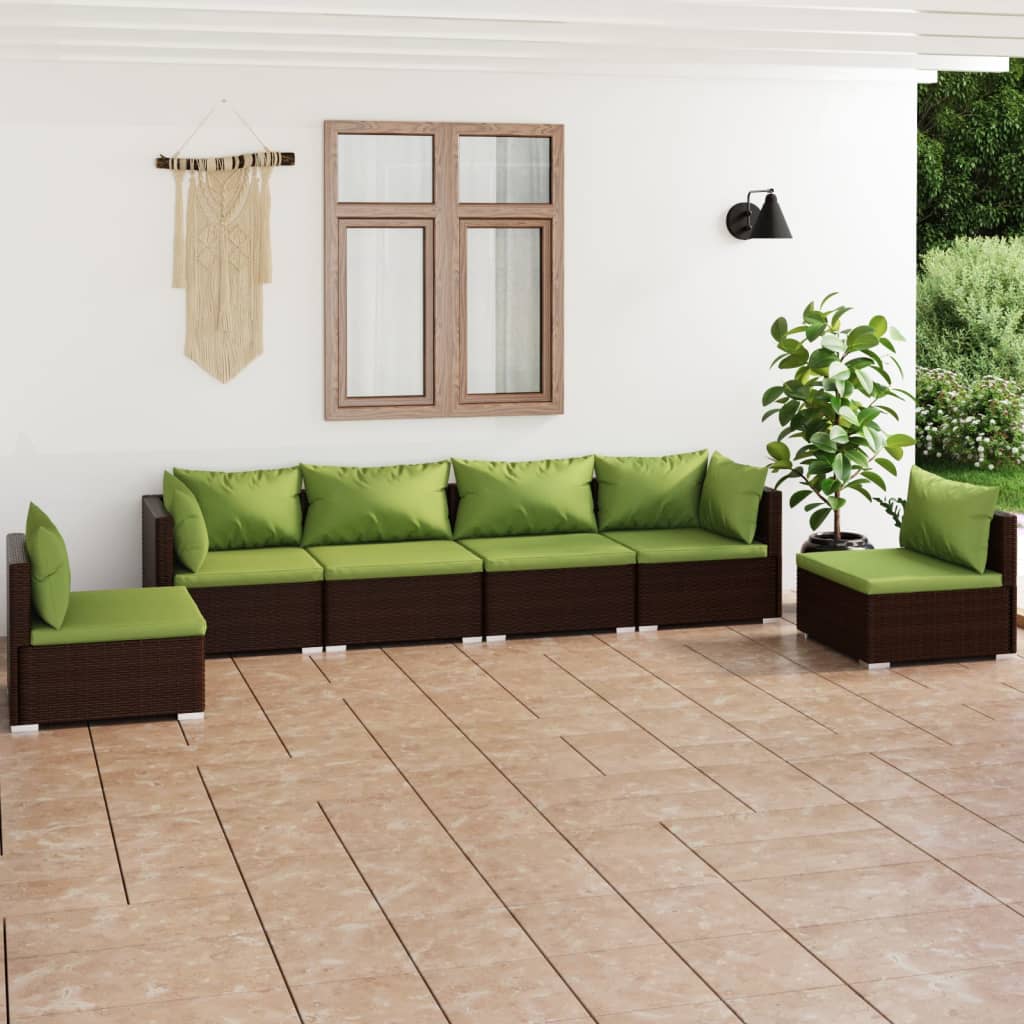 9-Tlg. Garten-Lounge-Set Mit Kissen Poly Rattan Schwarz