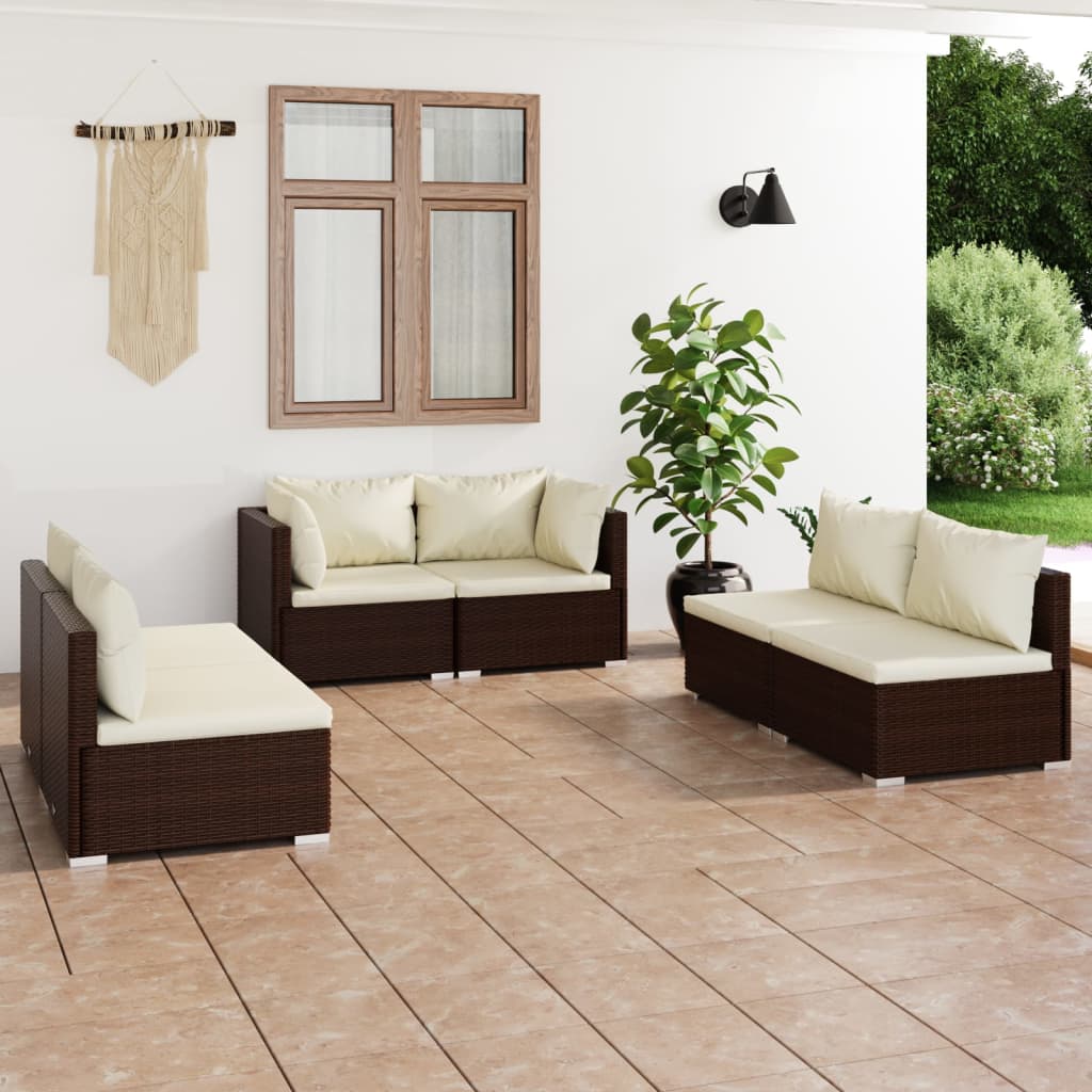 9-Tlg. Garten-Lounge-Set Mit Kissen Poly Rattan Schwarz