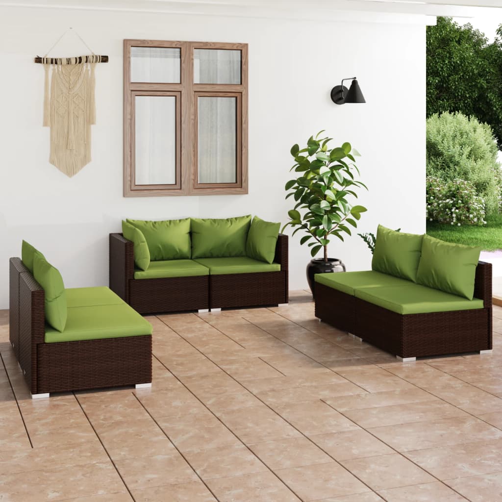 9-Tlg. Garten-Lounge-Set Mit Kissen Poly Rattan Schwarz