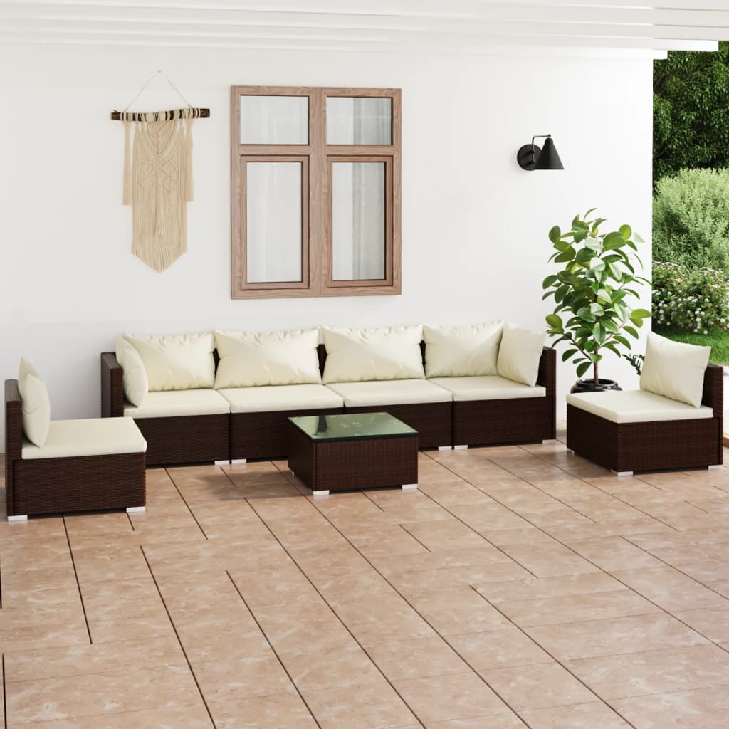 9-Tlg. Garten-Lounge-Set Mit Kissen Poly Rattan Schwarz