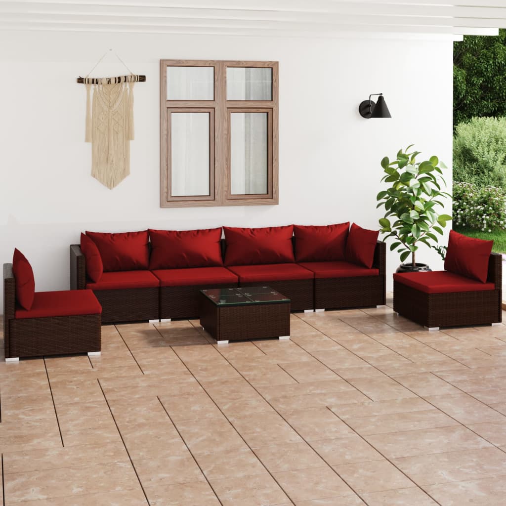 9-Tlg. Garten-Lounge-Set Mit Kissen Poly Rattan Schwarz