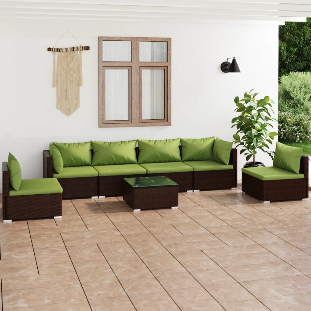 9-Tlg. Garten-Lounge-Set Mit Kissen Poly Rattan Schwarz