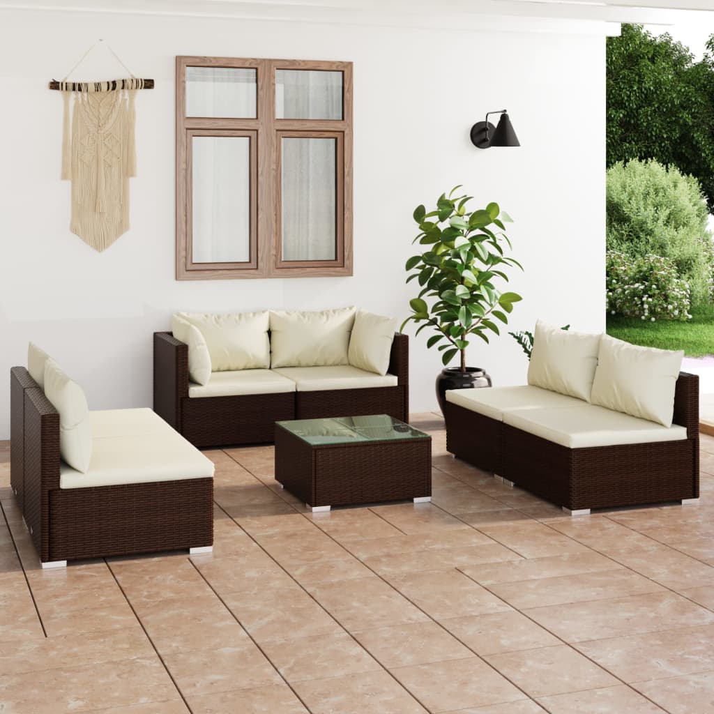 9-Tlg. Garten-Lounge-Set Mit Kissen Poly Rattan Schwarz