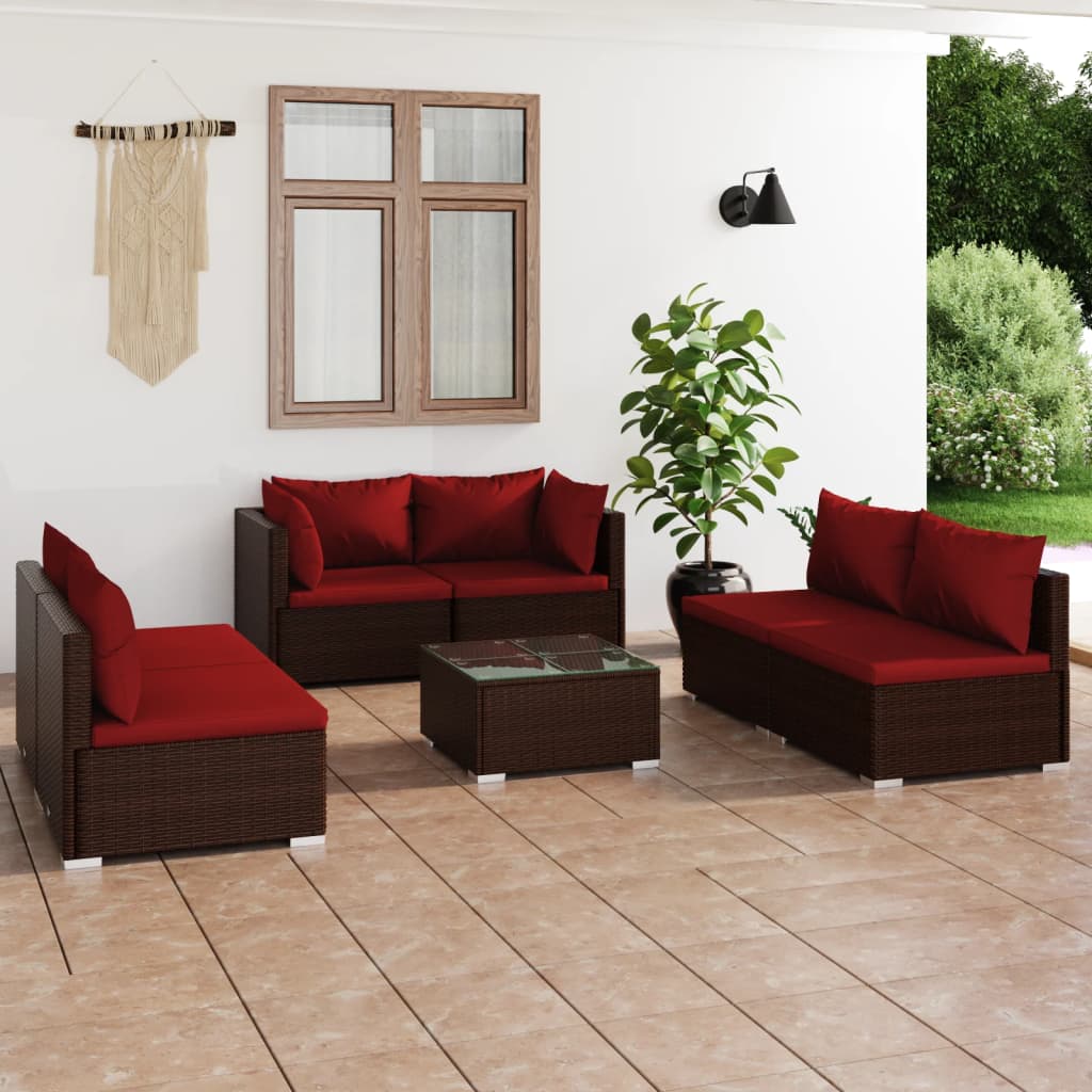 9-Tlg. Garten-Lounge-Set Mit Kissen Poly Rattan Schwarz