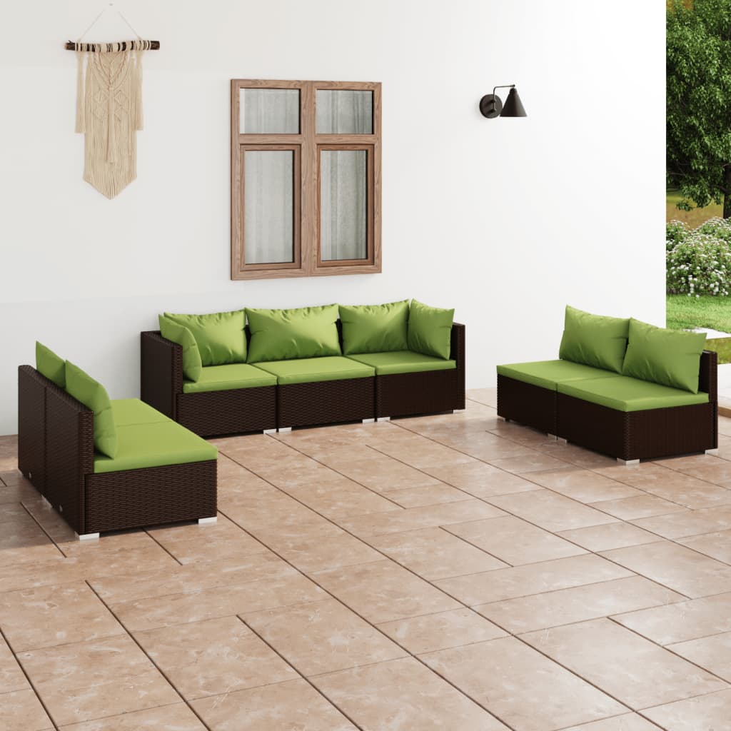 9-Tlg. Garten-Lounge-Set Mit Kissen Poly Rattan Schwarz