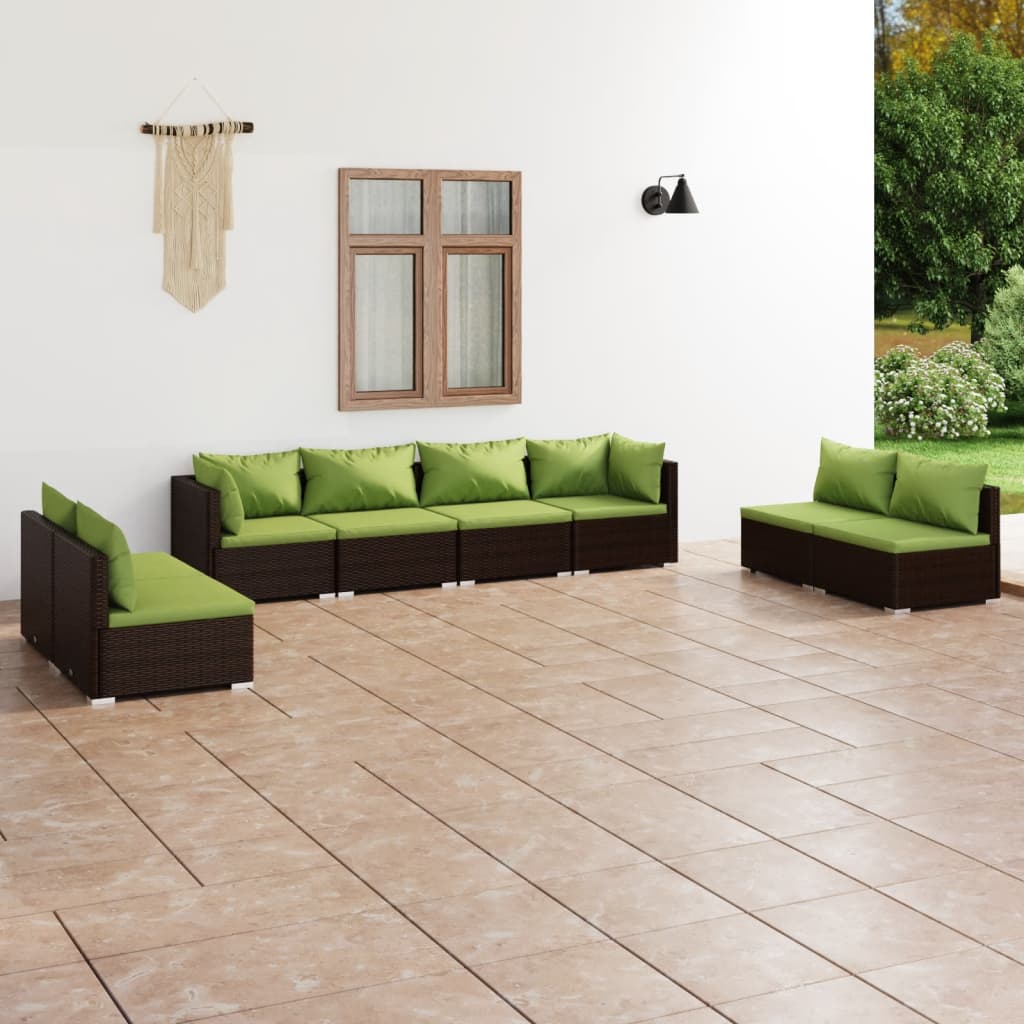 9-Tlg. Garten-Lounge-Set Mit Kissen Poly Rattan Schwarz