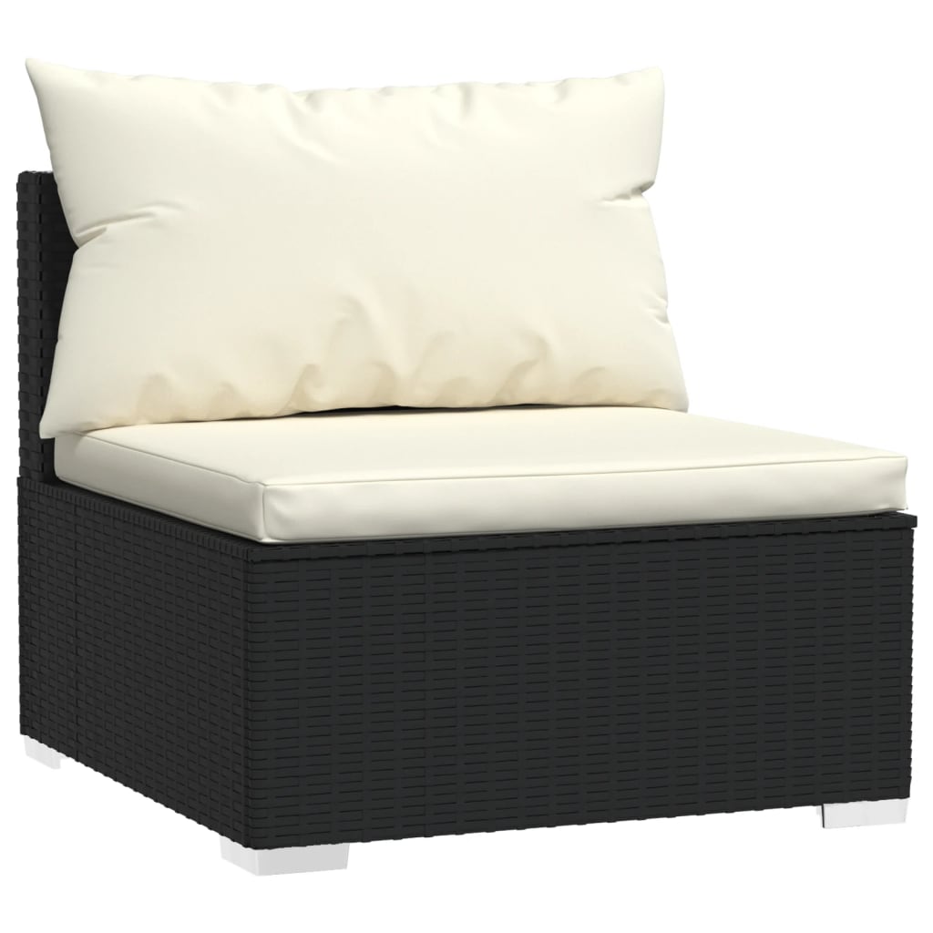 9-Tlg. Garten-Lounge-Set Mit Kissen Poly Rattan Schwarz