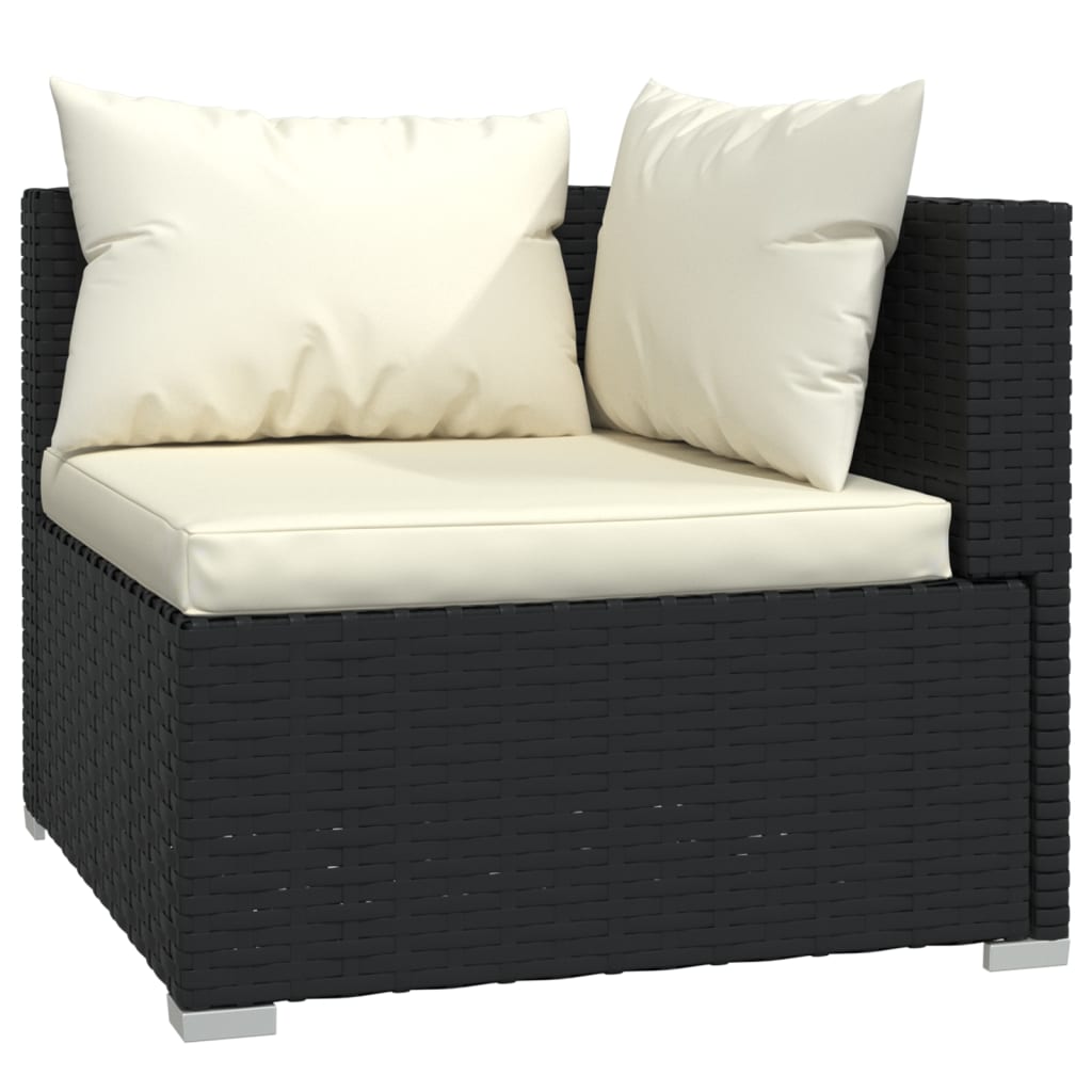 9-Tlg. Garten-Lounge-Set Mit Kissen Poly Rattan Schwarz