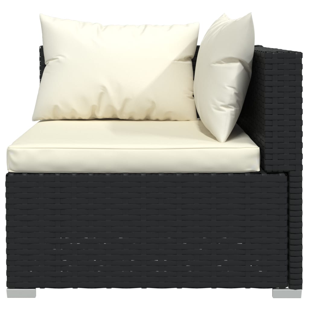 9-Tlg. Garten-Lounge-Set Mit Kissen Poly Rattan Schwarz