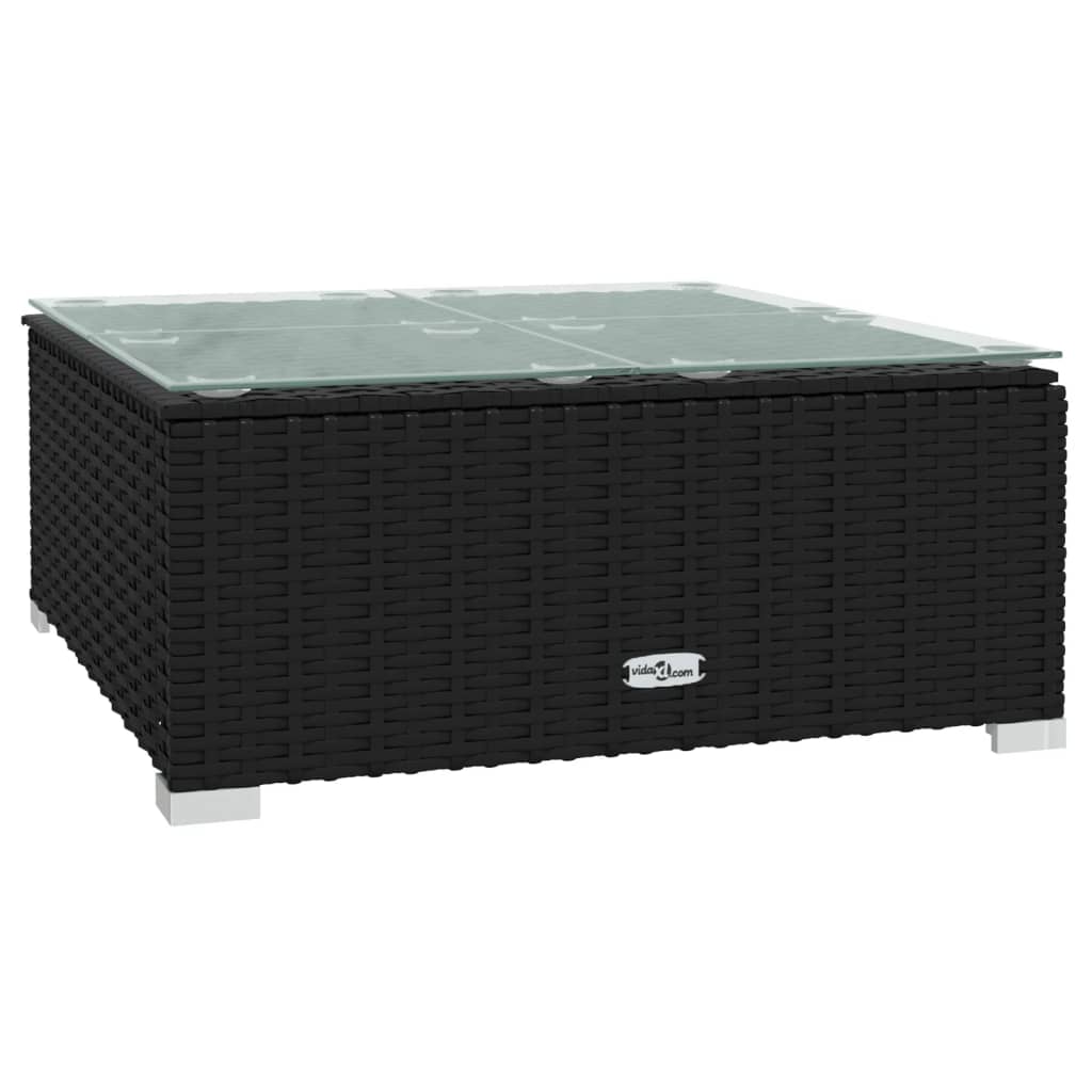 9-Tlg. Garten-Lounge-Set Mit Kissen Poly Rattan Schwarz