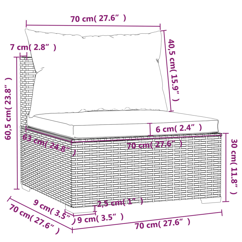 9-Tlg. Garten-Lounge-Set Mit Kissen Poly Rattan Schwarz