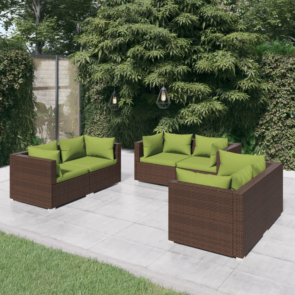 9-Tlg. Garten-Lounge-Set Mit Kissen Poly Rattan Schwarz