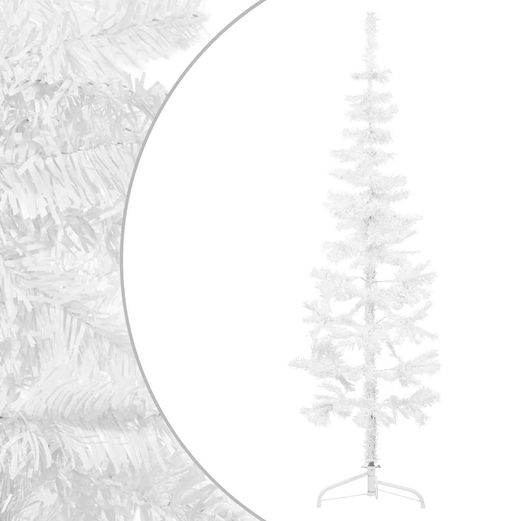 Künstlicher Halb-Weihnachtsbaum Mit Ständer Schlank Weiß