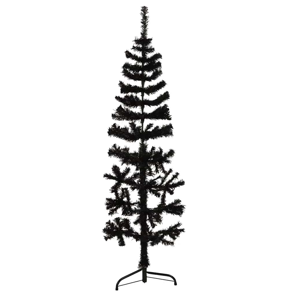 Künstlicher Halb-Weihnachtsbaum Ständer Schlank Schwarz