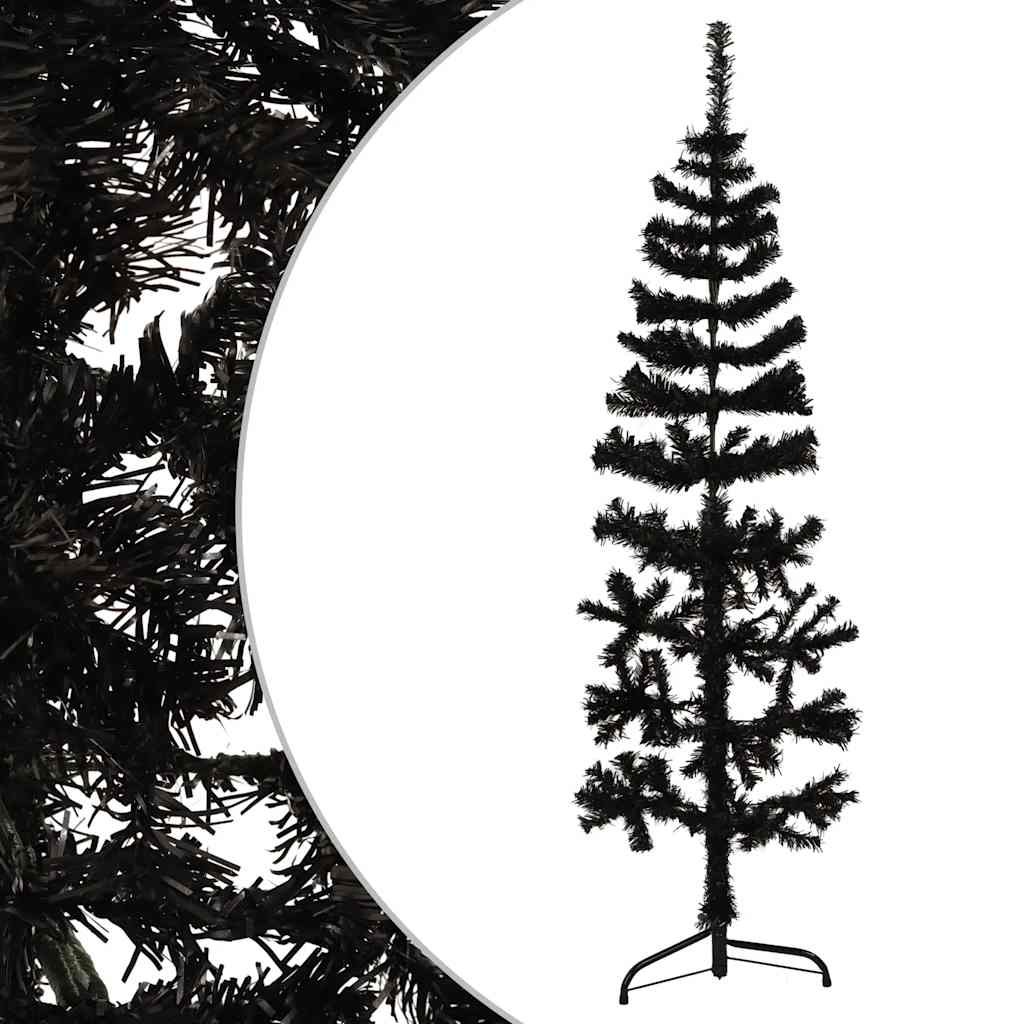 Künstlicher Halb-Weihnachtsbaum Ständer Schlank Schwarz
