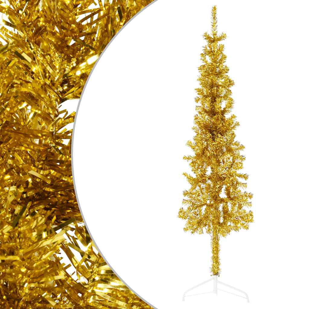 Künstlicher Halb-Weihnachtsbaum Mit Ständer Schlank Gold