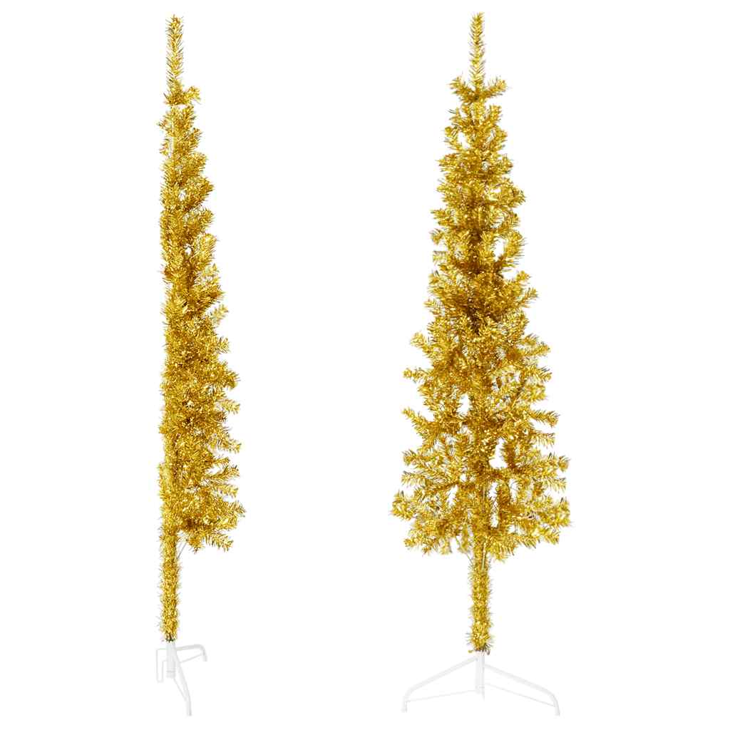 Künstlicher Halb-Weihnachtsbaum Mit Ständer Schlank Gold