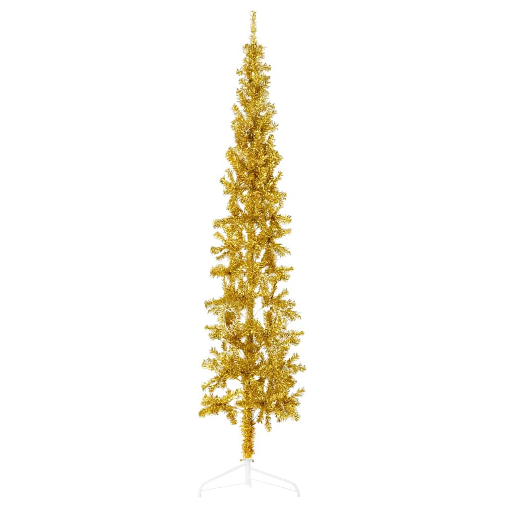 Künstlicher Halb-Weihnachtsbaum Mit Ständer Schlank Gold