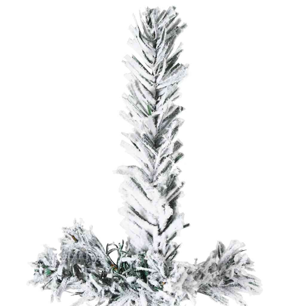 Künstlicher Halb-Weihnachtsbaum Mit Schnee Schlank Weiß Und Grün