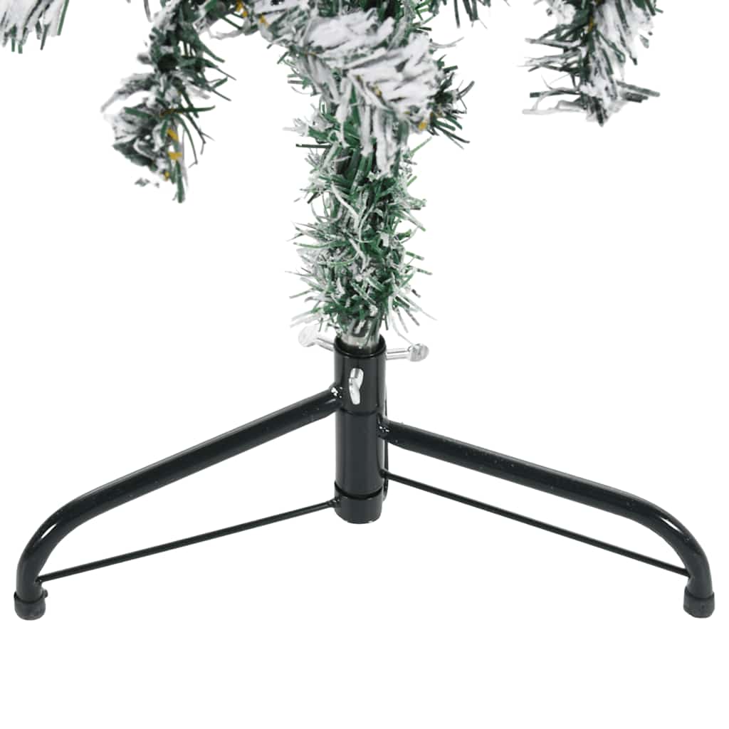 Künstlicher Halb-Weihnachtsbaum Mit Schnee Schlank Weiß Und Grün