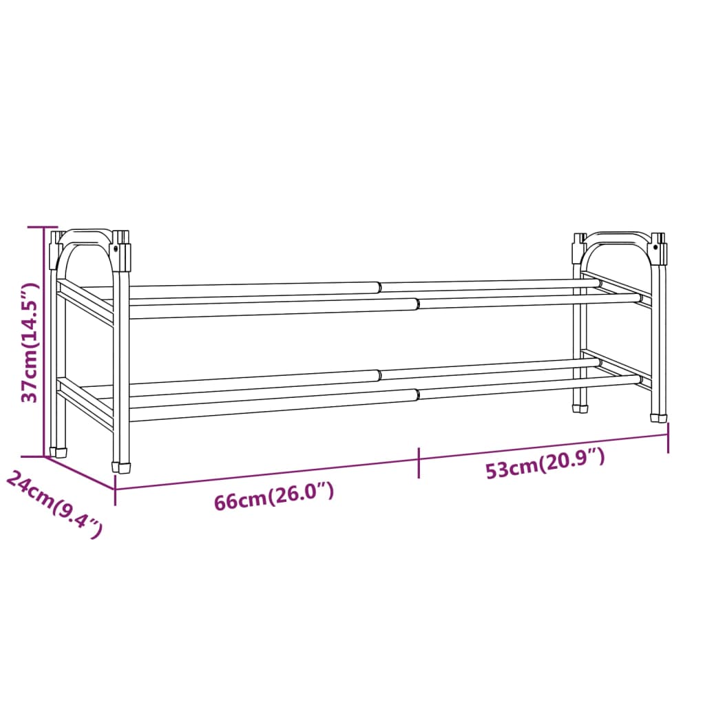 Schuhregal Mit 2 Ablagen Ausziehbar 119X24X37 Cm