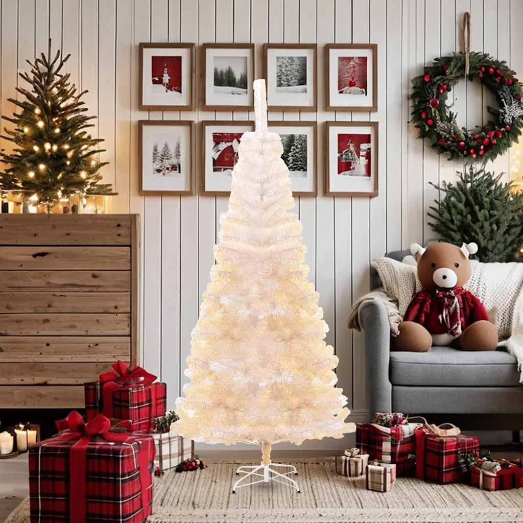 Künstlicher Weihnachtsbaum Schillernde Spitzen 180 Cm Pvc Weiß