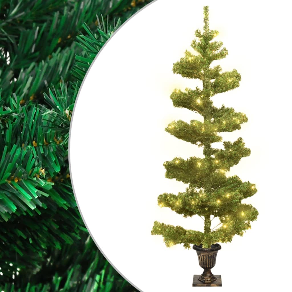 Spiral-Weihnachtsbaum Mit Beleuchtung Und Topf 120 Cm Grün