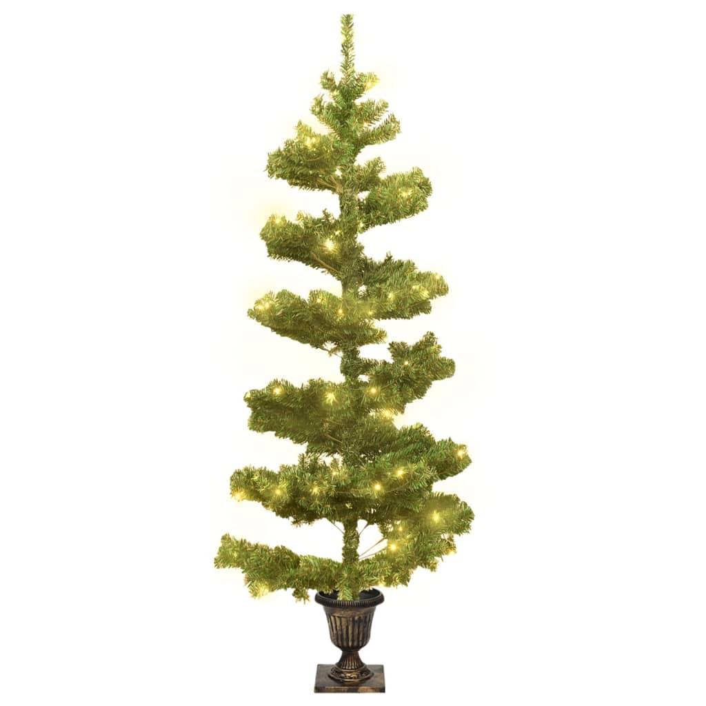 Spiral-Weihnachtsbaum Mit Beleuchtung Und Topf 120 Cm Grün