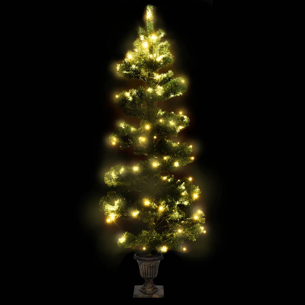 Spiral-Weihnachtsbaum Mit Beleuchtung Und Topf 120 Cm Grün